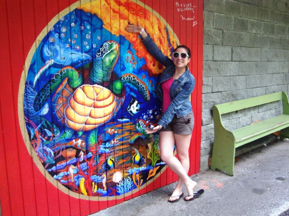 2011 Hawaii trip. Randomly found this beautiful mural of a sea turtle during a road trip down the Hilo side of the big island. 